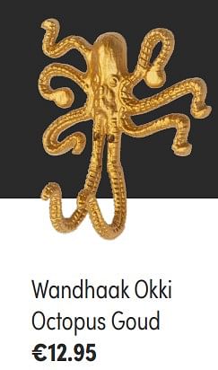 Aanbiedingen Wandhaak okki octopus goud - KidsDepot  - Geldig van 28/11/2021 tot 04/12/2021 bij Baby & Tiener Megastore