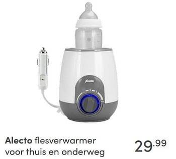 Aanbiedingen Alecto flesverwarmer voor thuis en onderweg - Alecto - Geldig van 28/11/2021 tot 04/12/2021 bij Baby & Tiener Megastore