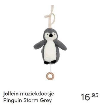 Aanbiedingen Jollein muziekdoosje pinguin storm grey - Jollein - Geldig van 28/11/2021 tot 04/12/2021 bij Baby & Tiener Megastore