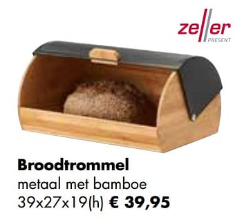 Aanbiedingen Broodtrommel metaal met bamboe - Zeller Present - Geldig van 24/11/2021 tot 19/12/2021 bij Multi Bazar