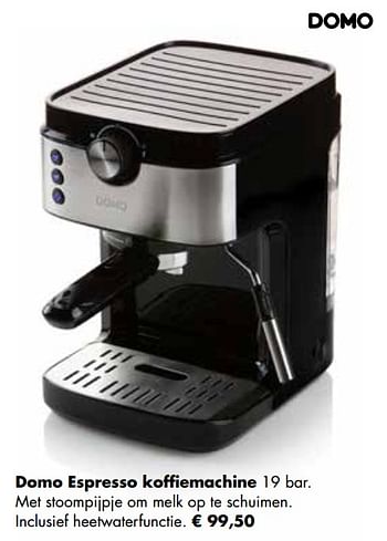 Aanbiedingen Domo espresso koffiemachine - Domo elektro - Geldig van 24/11/2021 tot 19/12/2021 bij Multi Bazar