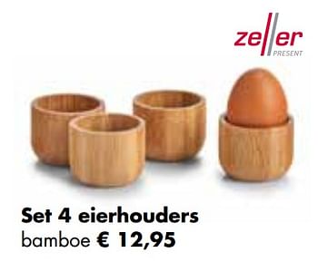 Aanbiedingen Set 4 eierhouders bamboe - Zeller Present - Geldig van 24/11/2021 tot 19/12/2021 bij Multi Bazar