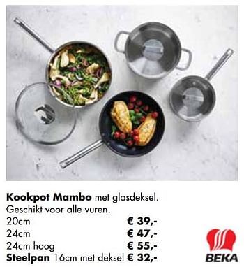 Aanbiedingen Kookpot mambo met glasdeksel. - Beka - Geldig van 24/11/2021 tot 19/12/2021 bij Multi Bazar