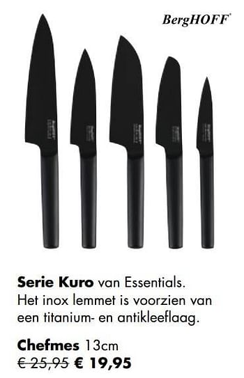 Aanbiedingen Serie kuro van essentials chefmes 13cm - BergHoff - Geldig van 24/11/2021 tot 19/12/2021 bij Multi Bazar