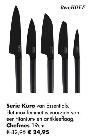 Aanbiedingen Serie kuro van essentials chefmes 19cm - BergHoff - Geldig van 24/11/2021 tot 19/12/2021 bij Multi Bazar