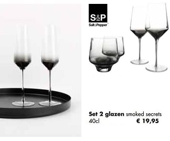 Aanbiedingen Set 2 glazen smoked secrets - Salt &amp; Pepper - Geldig van 24/11/2021 tot 19/12/2021 bij Multi Bazar
