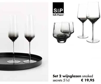 Aanbiedingen Set 2 wijnglazen smoked secrets - Salt &amp; Pepper - Geldig van 24/11/2021 tot 19/12/2021 bij Multi Bazar