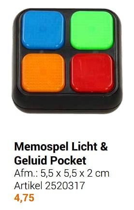 Aanbiedingen Memospel licht + geluid pocket - Geldig van 22/09/2021 tot 05/12/2021 bij Lobbes