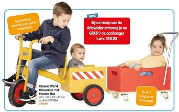 Aanbiedingen Classic world driewieler met houten bak - Classic World - Geldig van 22/09/2021 tot 05/12/2021 bij Lobbes