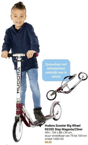 Aanbiedingen Hudora scooter big wheel rx205 step magenta-zilver - Hudora - Geldig van 22/09/2021 tot 05/12/2021 bij Lobbes