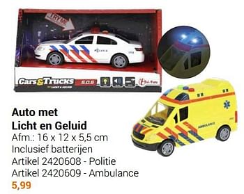 Aanbiedingen Auto met licht en geluid politie - Toi Toys - Geldig van 22/09/2021 tot 05/12/2021 bij Lobbes