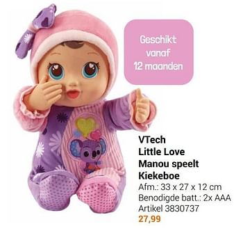 Aanbiedingen Vtech little love manou speelt kiekeboe - Vtech - Geldig van 22/09/2021 tot 05/12/2021 bij Lobbes