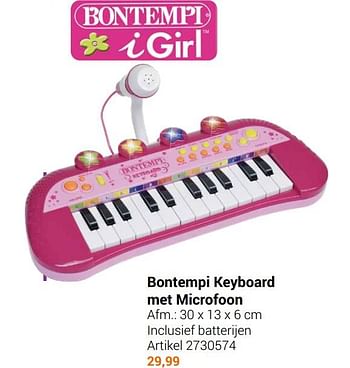 Aanbiedingen Bontempi keyboard met microfoon - Bontempi - Geldig van 22/09/2021 tot 05/12/2021 bij Lobbes