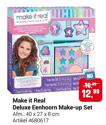 Aanbiedingen Make it real deluxe eenhoorn make-up set - Make it Real - Geldig van 22/09/2021 tot 05/12/2021 bij Lobbes