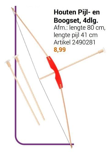 Aanbiedingen Houten pijl- en boogset - Geldig van 22/09/2021 tot 05/12/2021 bij Lobbes