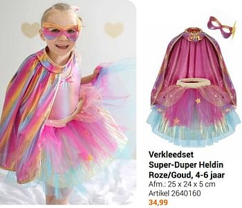 Aanbiedingen Verkleedset super-duper heldin roze-goud - Geldig van 22/09/2021 tot 05/12/2021 bij Lobbes