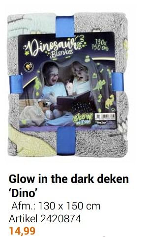 Aanbiedingen Glow in the dark deken dino - Geldig van 22/09/2021 tot 05/12/2021 bij Lobbes
