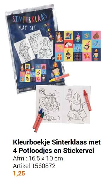 Aanbiedingen Kleurboekje sinterklaas met 4 potloodjes en stickervel - Geldig van 22/09/2021 tot 05/12/2021 bij Lobbes