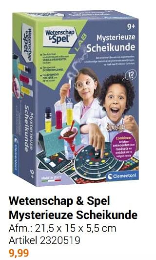 Aanbiedingen Wetenschap + spel mysterieuze scheikunde - Clementoni - Geldig van 22/09/2021 tot 05/12/2021 bij Lobbes