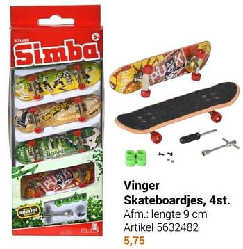 Aanbiedingen Vinger skateboardjes - Simba - Geldig van 22/09/2021 tot 05/12/2021 bij Lobbes