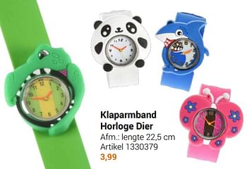 Aanbiedingen Klaparmband horloge dier - Geldig van 22/09/2021 tot 05/12/2021 bij Lobbes