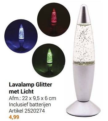 Aanbiedingen Lavalamp glitter met licht - Geldig van 22/09/2021 tot 05/12/2021 bij Lobbes