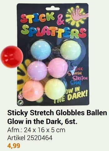 Aanbiedingen Sticky stretch globbles ballen glow in the dark - Geldig van 22/09/2021 tot 05/12/2021 bij Lobbes