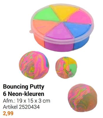 Aanbiedingen Bouncing putty 6 neon-kleuren - Geldig van 22/09/2021 tot 05/12/2021 bij Lobbes