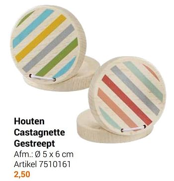 Aanbiedingen Houten castagnette gestreept - Geldig van 22/09/2021 tot 05/12/2021 bij Lobbes