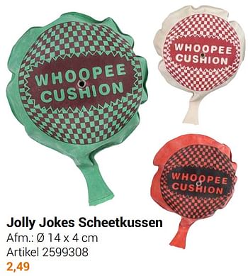Aanbiedingen Jolly jokes scheetkussen - Geldig van 22/09/2021 tot 05/12/2021 bij Lobbes