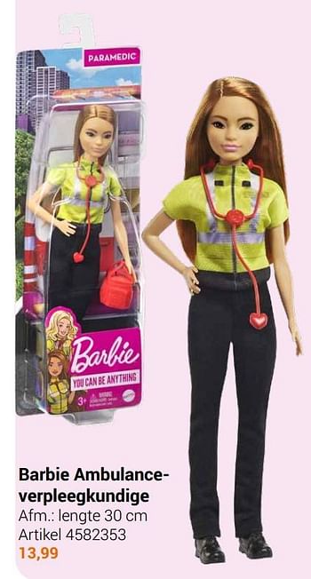 Aanbiedingen Barbie ambulanceverpleegkundige - Mattel - Geldig van 22/09/2021 tot 05/12/2021 bij Lobbes