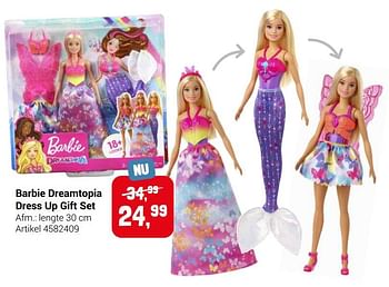 Aanbiedingen Barbie dreamtopia dress up gift set - Mattel - Geldig van 22/09/2021 tot 05/12/2021 bij Lobbes