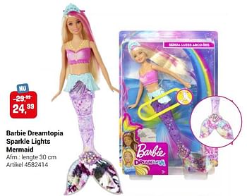 Aanbiedingen Barbie dreamtopia sparkle lights mermaid - Mattel - Geldig van 22/09/2021 tot 05/12/2021 bij Lobbes