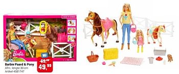 Aanbiedingen Barbie paard + pony - Mattel - Geldig van 22/09/2021 tot 05/12/2021 bij Lobbes