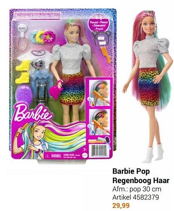 Aanbiedingen Barbie pop regenboog haar - Mattel - Geldig van 22/09/2021 tot 05/12/2021 bij Lobbes
