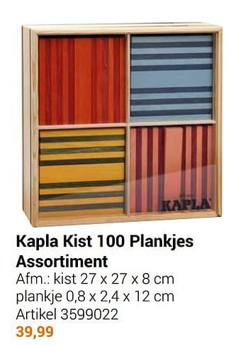 Aanbiedingen Kapla kist 100 plankjes assortiment - Kapla - Geldig van 22/09/2021 tot 05/12/2021 bij Lobbes