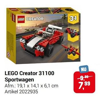 Aanbiedingen Lego creator 31100 sportwagen - Lego - Geldig van 22/09/2021 tot 05/12/2021 bij Lobbes