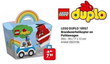 Aanbiedingen Lego duplo 10957 brandweerhelikopter en politiewagen - Lego - Geldig van 22/09/2021 tot 05/12/2021 bij Lobbes