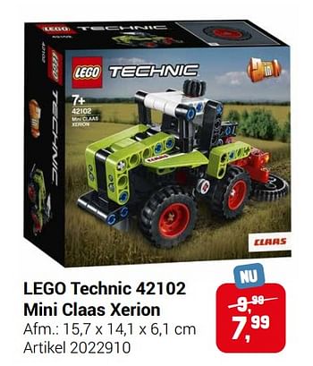 Aanbiedingen Lego technic 42102 mini claas xerion - Lego - Geldig van 22/09/2021 tot 05/12/2021 bij Lobbes