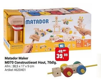 Aanbiedingen Matador maker m070 constructieset hout - Matador - Geldig van 22/09/2021 tot 05/12/2021 bij Lobbes