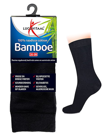 Aanbiedingen Bamboe sok lang zwart 39-42 - Geldig van 30/11/2021 tot 20/12/2021 bij Gezondmarkt