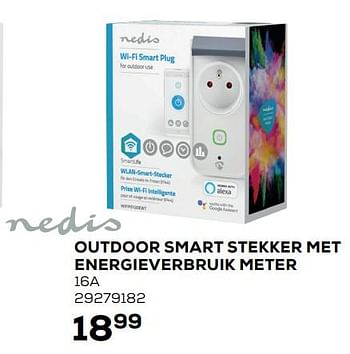 Aanbiedingen Outdoor smart stekker met energieverbruik meter - Nedis - Geldig van 01/12/2021 tot 04/01/2022 bij Supra Bazar
