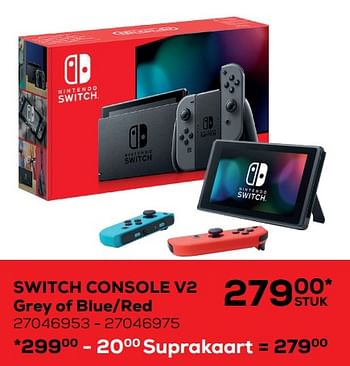 Aanbiedingen Switch console v2 grey of blue-red - Nintendo - Geldig van 01/12/2021 tot 04/01/2022 bij Supra Bazar