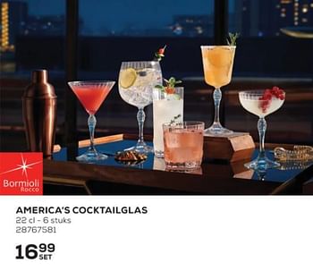 Aanbiedingen America’s cocktailglas - Bormioli Rocco  - Geldig van 01/12/2021 tot 04/01/2022 bij Supra Bazar