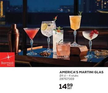 Aanbiedingen America’s martini glas - Bormioli Rocco  - Geldig van 01/12/2021 tot 04/01/2022 bij Supra Bazar