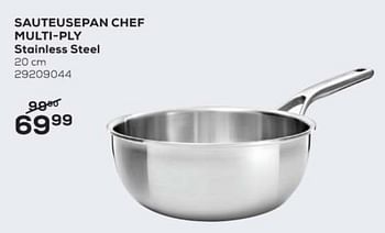 Aanbiedingen Sauteusepan chef multi-ply stainless steel - Kitchenaid - Geldig van 01/12/2021 tot 04/01/2022 bij Supra Bazar