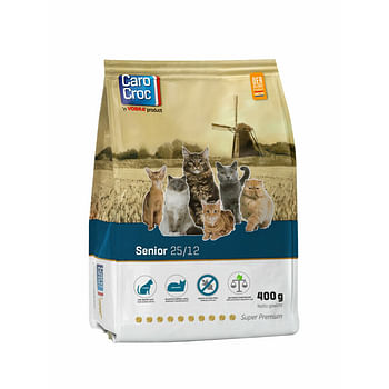 Aanbiedingen 6x CaroCroc Kat Senior 25/12 Kattenvoer 400 gr - Geldig van 01/12/2021 tot 02/12/2021 bij Plein