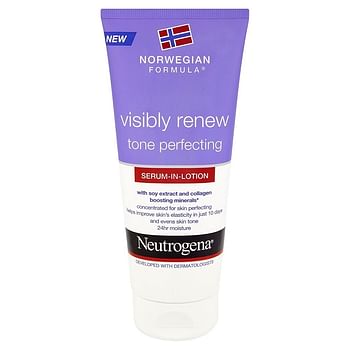 Aanbiedingen Neutrogena Visibly Renew Skin Lotion-in-serum 200ml - Geldig van 01/12/2021 tot 25/12/2021 bij Drogisterij.net