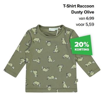 Aanbiedingen T-shirt raccoon dusty olive - Baby look - Geldig van 06/12/2021 tot 01/01/2022 bij Baby-Dump