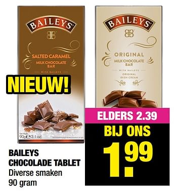 Aanbiedingen Baileys chocolade tablet - Baileys - Geldig van 09/12/2021 tot 19/12/2021 bij Big Bazar